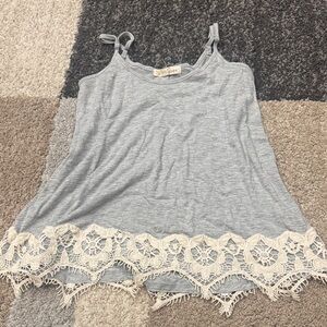 Rewind Gray Camisole with Cream Lace